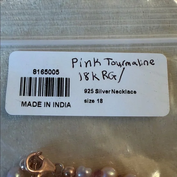 Gorgeous White Freshwater Pearl & Redondo Pink Tourmaline Necklace 18” RG/SS - Picture 8 of 8